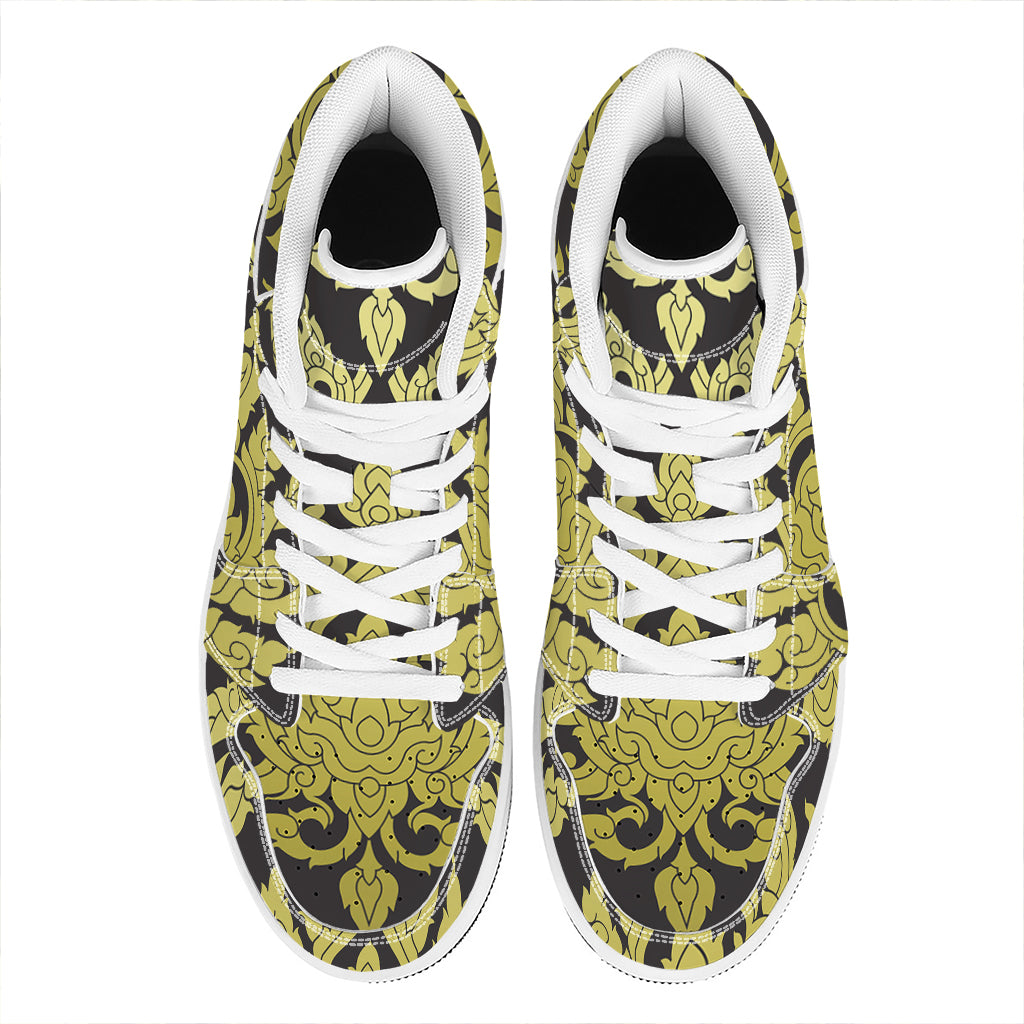 Thai Ornament Pattern Print High Top Leather Sneakers