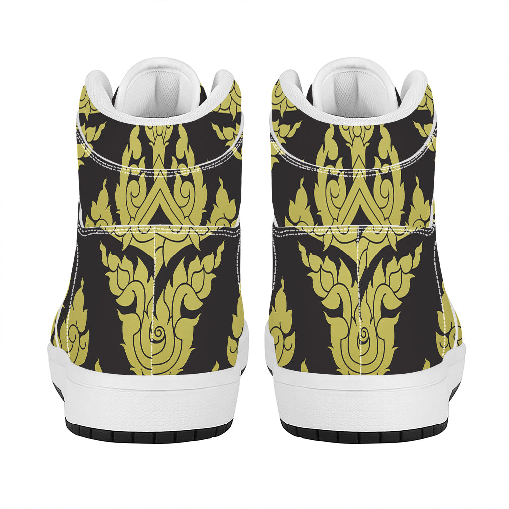 Thai Ornament Pattern Print High Top Leather Sneakers
