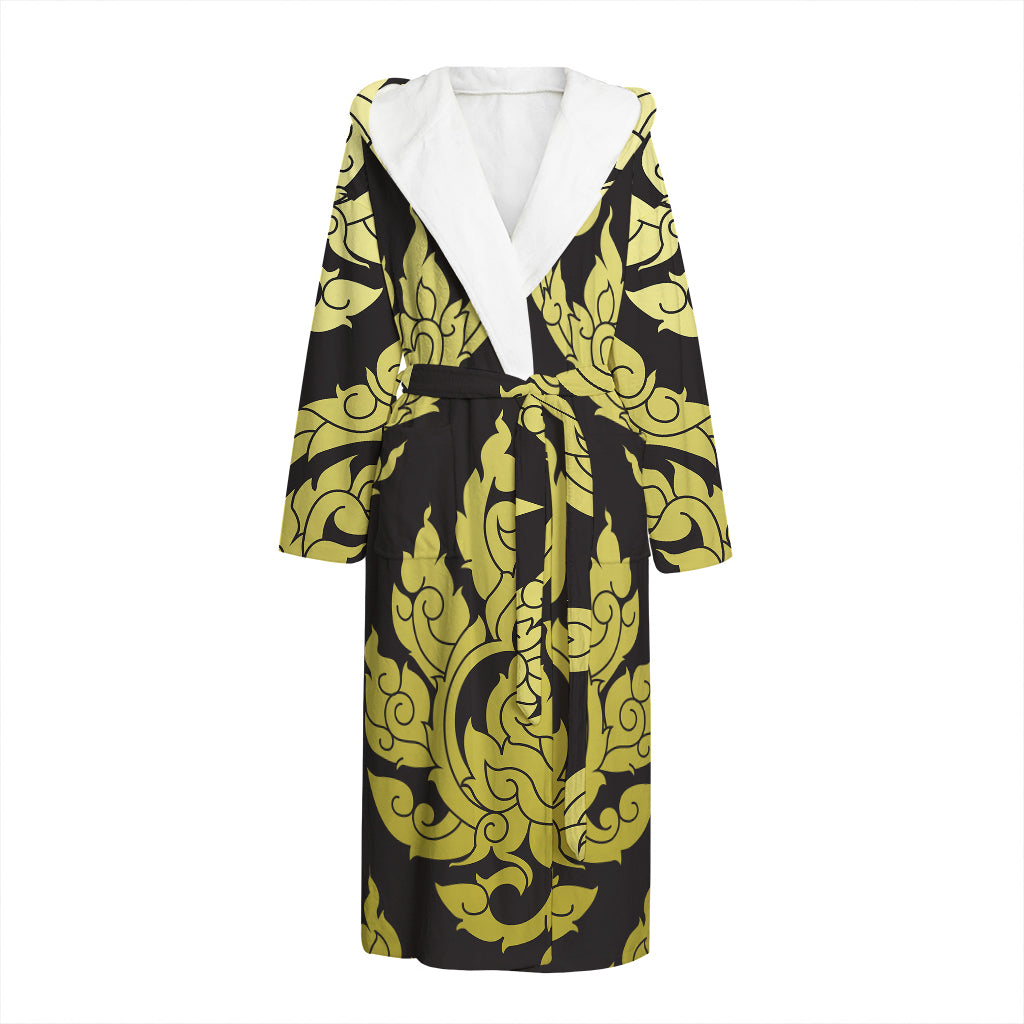Thai Ornament Pattern Print Hooded Bathrobe