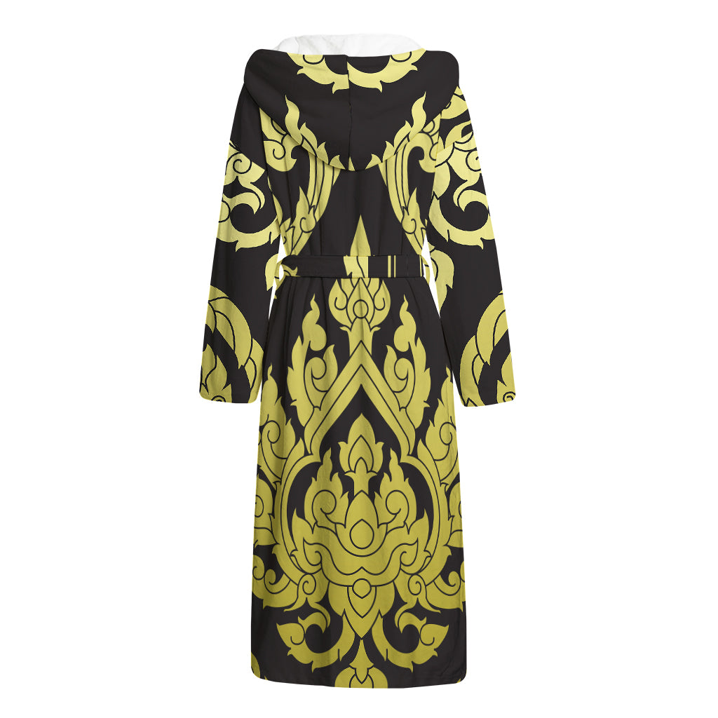 Thai Ornament Pattern Print Hooded Bathrobe