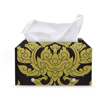 Thai Ornament Pattern Print Leather Tissue Box Cover