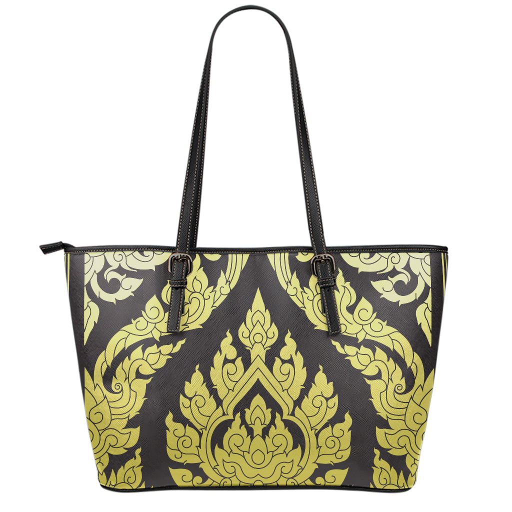 Thai Ornament Pattern Print Leather Tote Bag