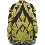 Thai Ornament Pattern Print Long Sleeve Baseball Jersey