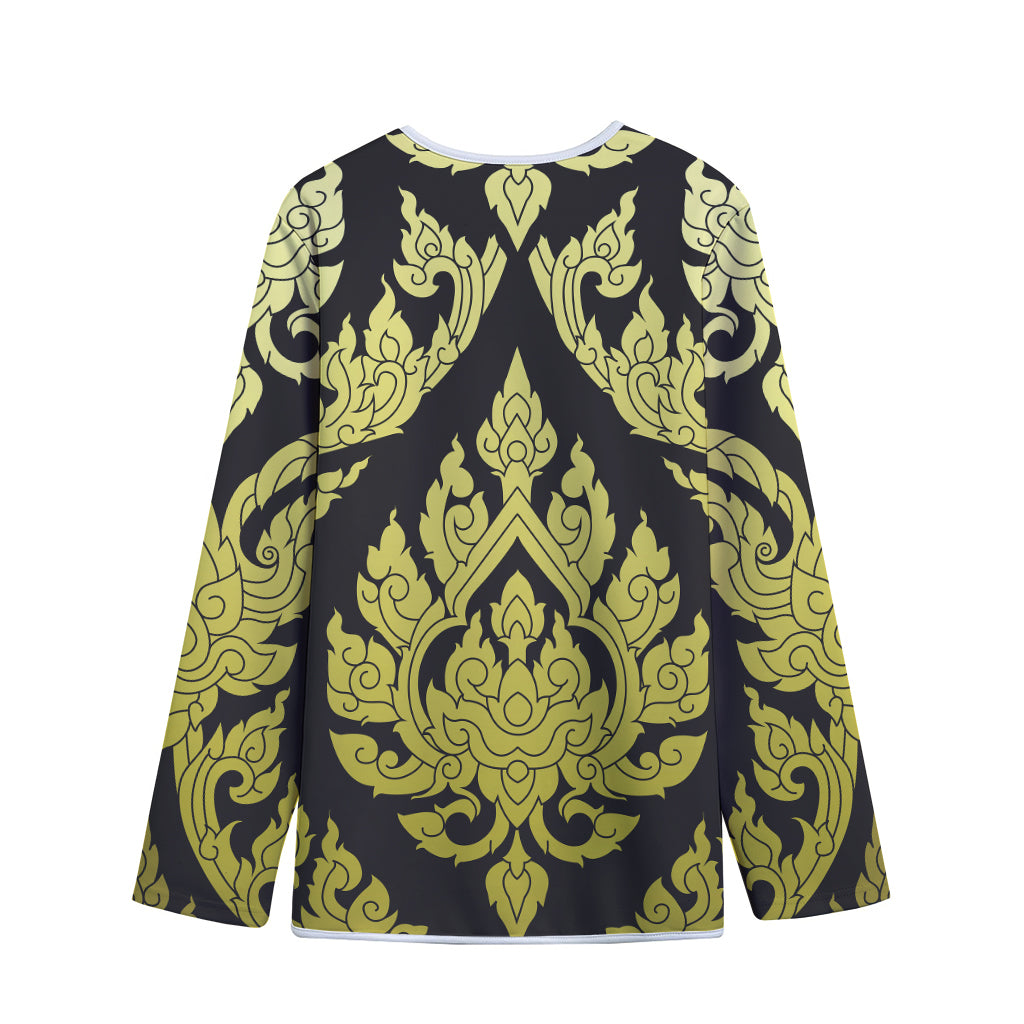 Thai Ornament Pattern Print Long Sleeve Short Coat