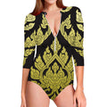 Thai Ornament Pattern Print Long Sleeve Swimsuit
