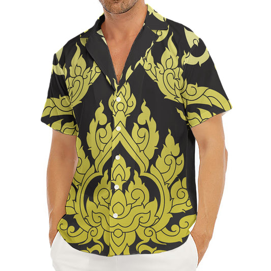 Thai Ornament Pattern Print Men's Deep V-Neck Shirt