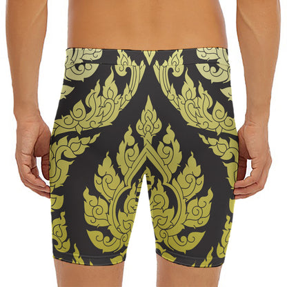 Thai Ornament Pattern Print Men's Long Boxer Briefs