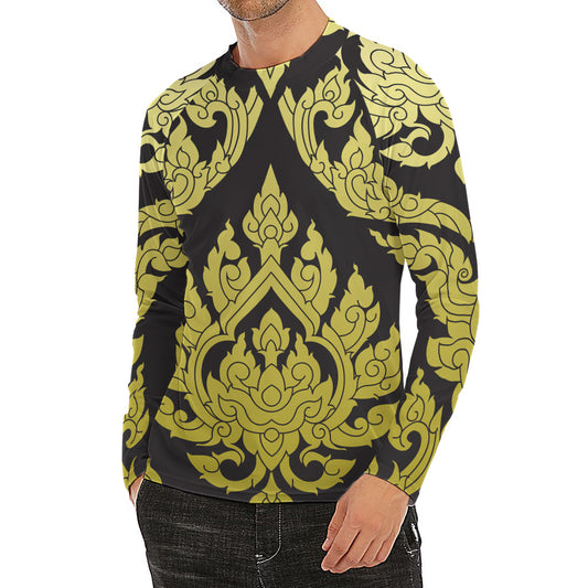 Thai Ornament Pattern Print Men's Long Sleeve Rash Guard