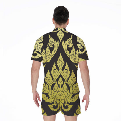 Thai Ornament Pattern Print Men's Rompers