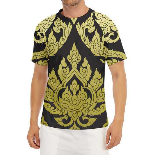 Thai Ornament Pattern Print Men's Short Sleeve Rash Guard