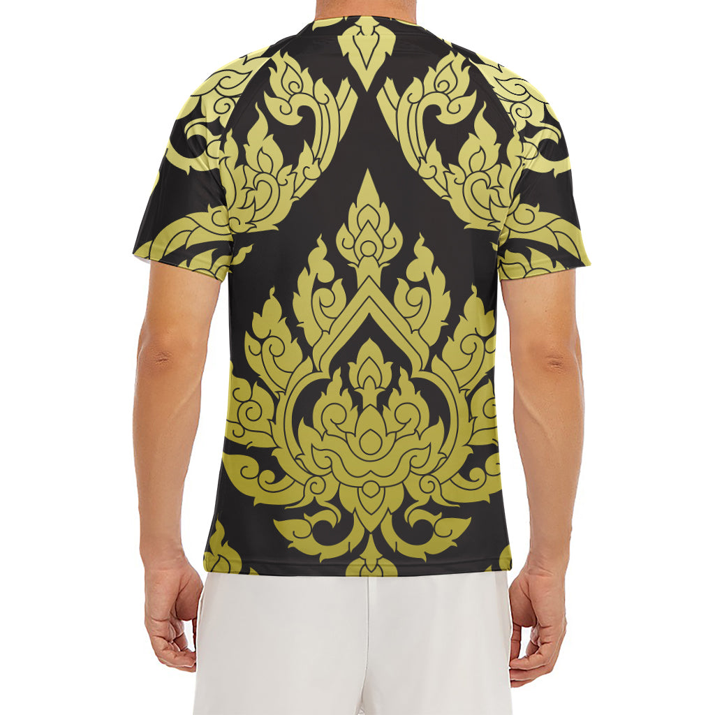 Thai Ornament Pattern Print Men's Short Sleeve Rash Guard