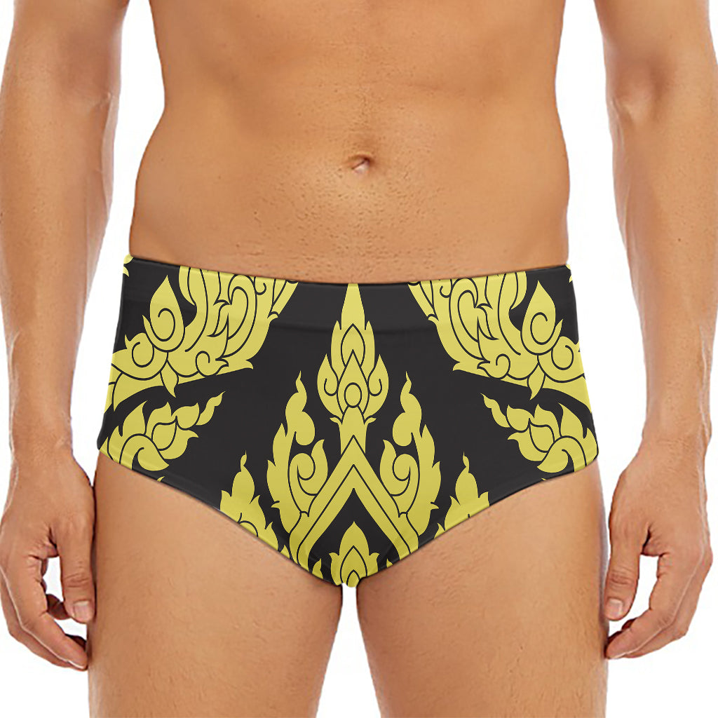 Thai Ornament Pattern Print Men's Triangle Swim Briefs