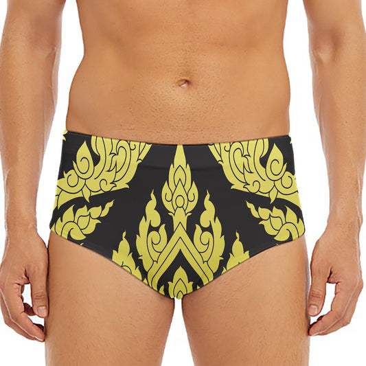 Thai Ornament Pattern Print Men's Triangle Swim Briefs