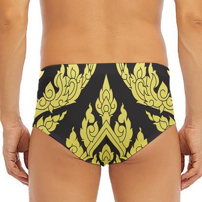 Thai Ornament Pattern Print Men's Triangle Swim Briefs