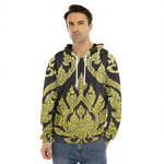 Thai Ornament Pattern Print Men's Velvet Pullover Hoodie