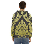 Thai Ornament Pattern Print Men's Velvet Pullover Hoodie