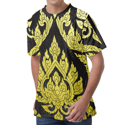 Thai Ornament Pattern Print Men's Velvet T-Shirt