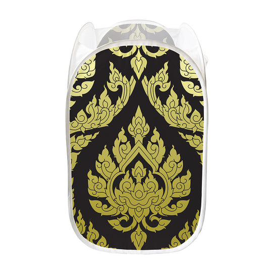 Thai Ornament Pattern Print Mesh Laundry Hamper