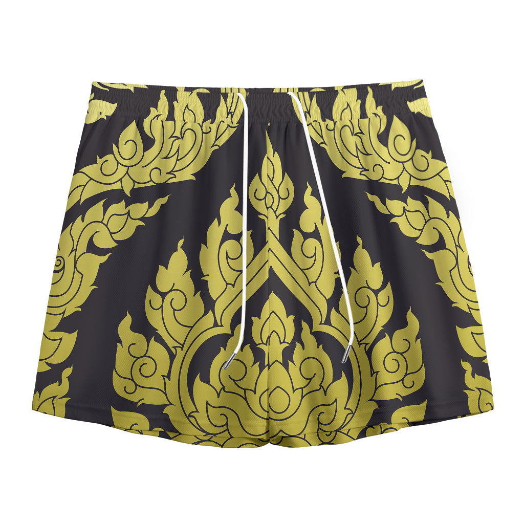 Thai Ornament Pattern Print Mesh Shorts