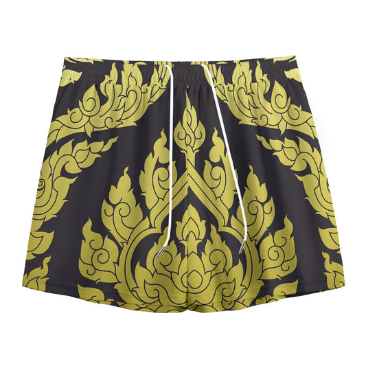 Thai Ornament Pattern Print Mesh Shorts