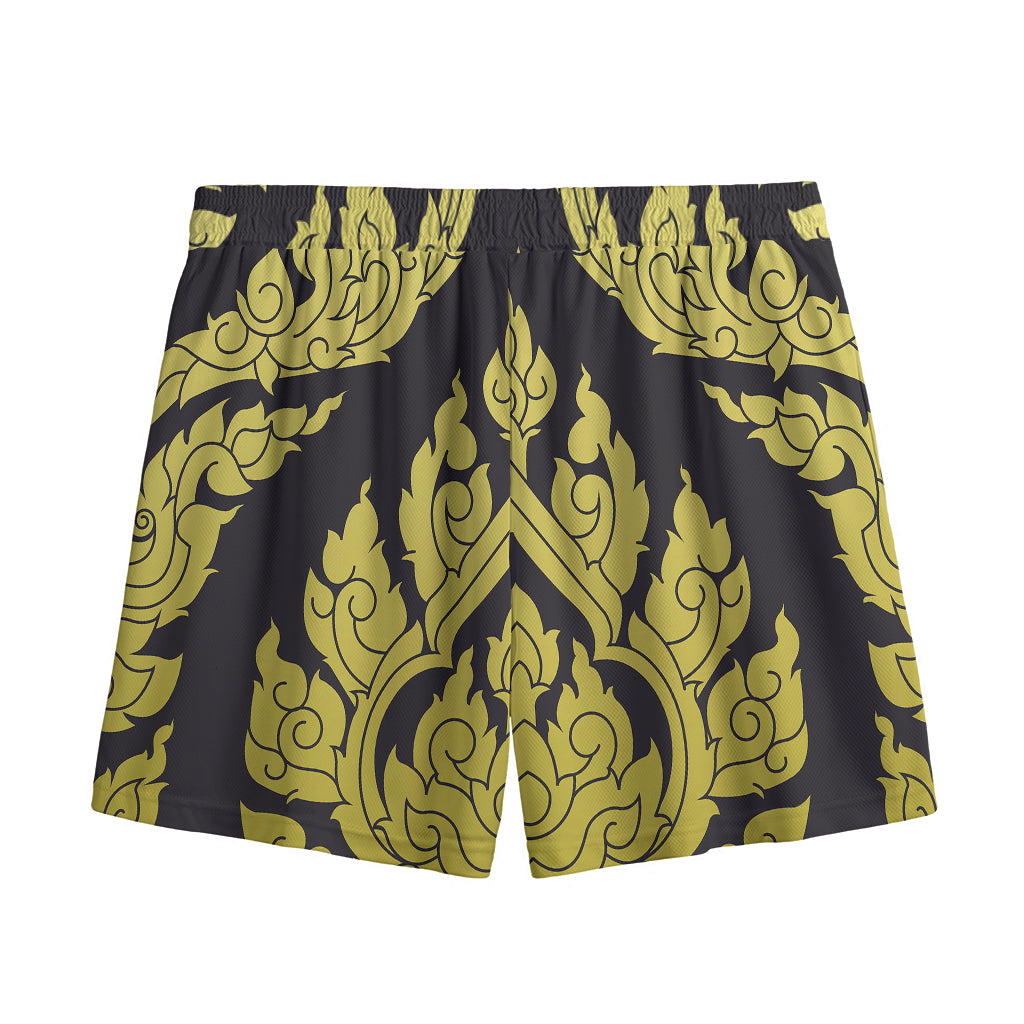 Thai Ornament Pattern Print Mesh Shorts