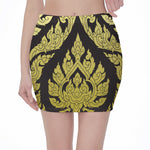 Thai Ornament Pattern Print Pencil Mini Skirt