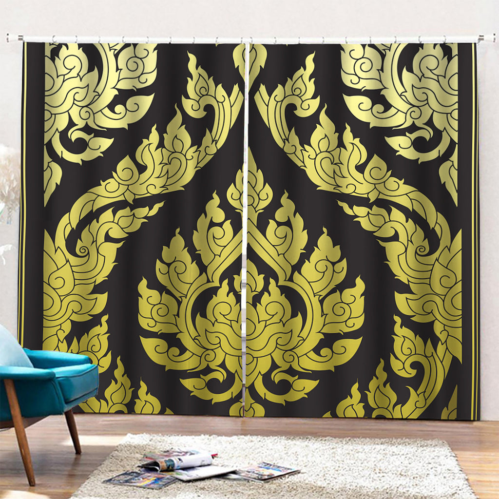 Thai Ornament Pattern Print Pencil Pleat Curtains