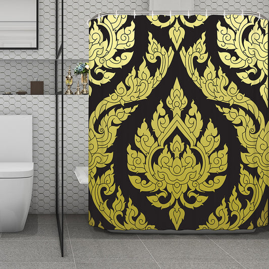 Thai Ornament Pattern Print Polyester Shower Curtain