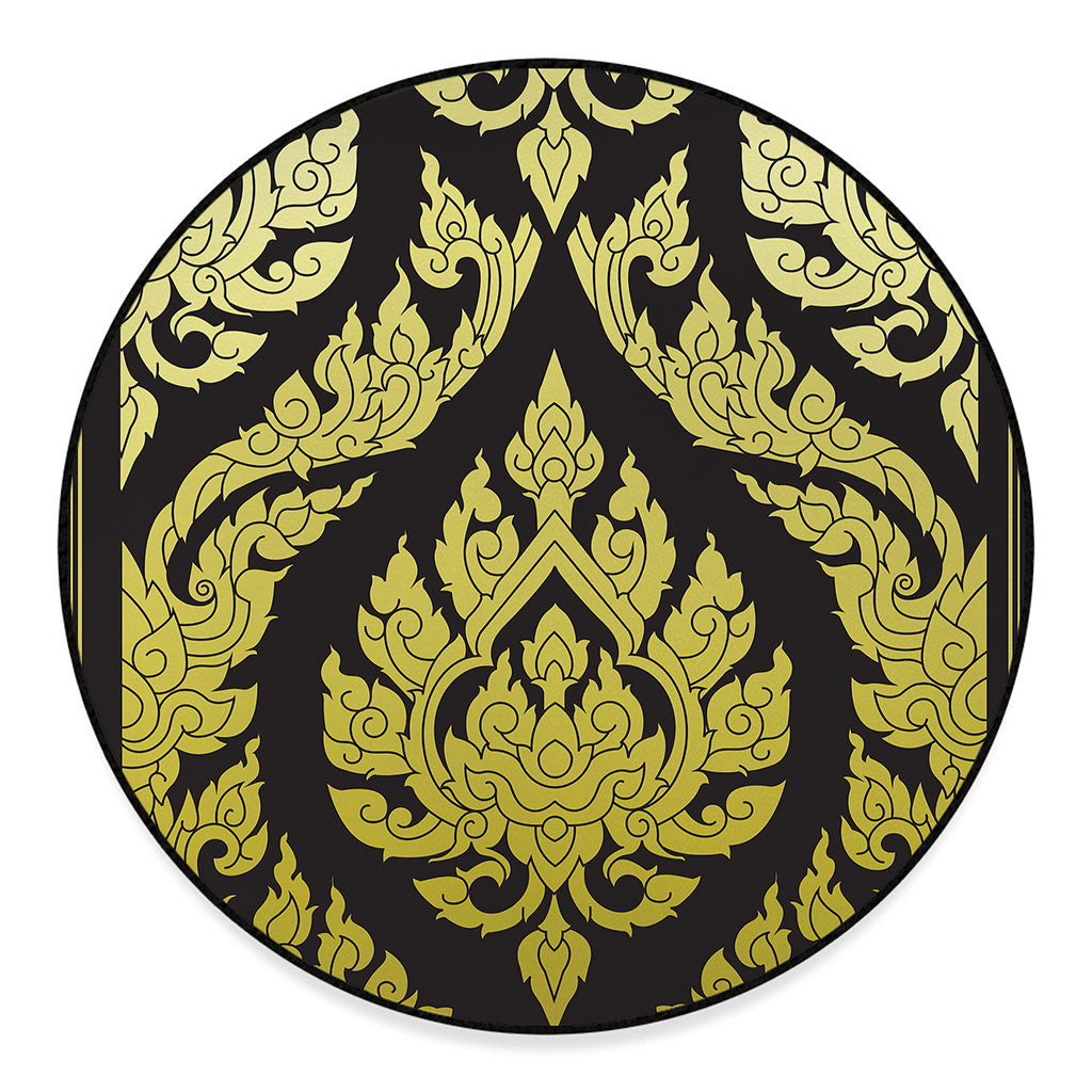 Thai Ornament Pattern Print Round Floor Mat