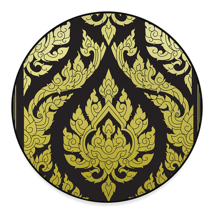 Thai Ornament Pattern Print Round Floor Mat