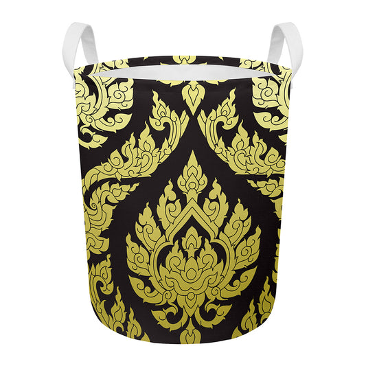 Thai Ornament Pattern Print Round Laundry Basket