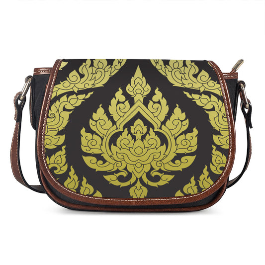 Thai Ornament Pattern Print Saddle Bag