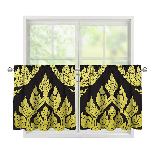 Thai Ornament Pattern Print Tier Curtains