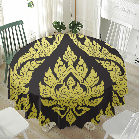 Thai Ornament Pattern Print Waterproof Round Tablecloth