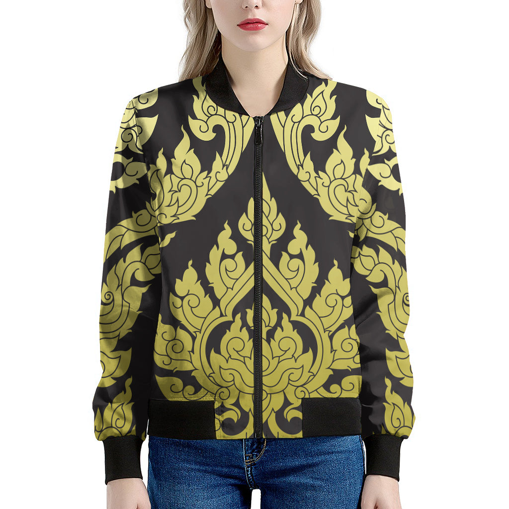 Thai Ornament Pattern Print Women's Bomber Jacket