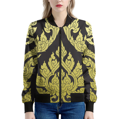 Thai Ornament Pattern Print Women's Bomber Jacket