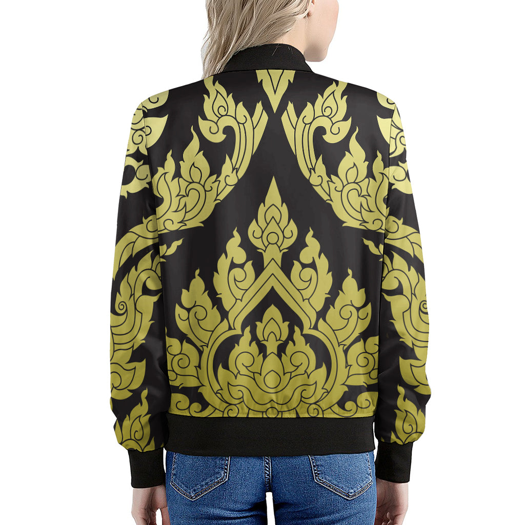 Thai Ornament Pattern Print Women's Bomber Jacket