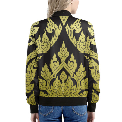 Thai Ornament Pattern Print Women's Bomber Jacket