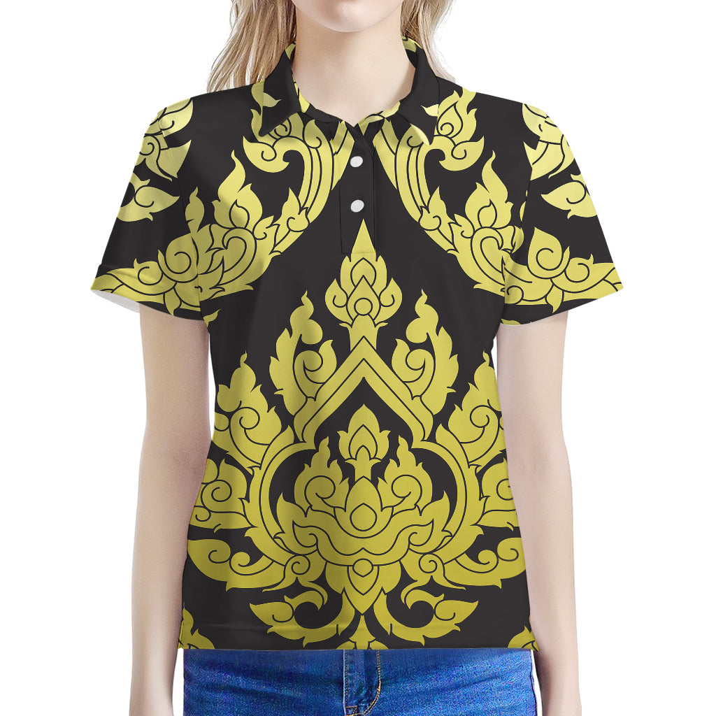 Thai Ornament Pattern Print Women's Polo Shirt