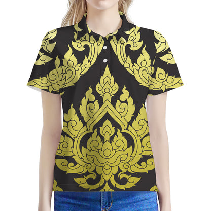 Thai Ornament Pattern Print Women's Polo Shirt