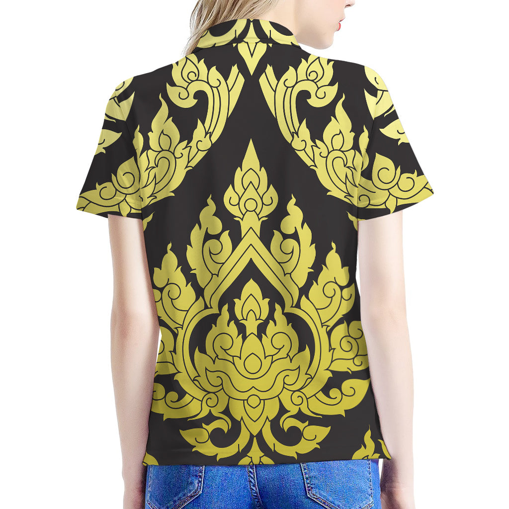 Thai Ornament Pattern Print Women's Polo Shirt