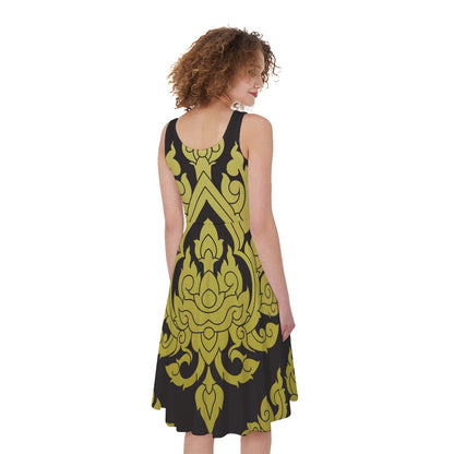 Thai Ornament Pattern Print Women's Sleeveless Dress
