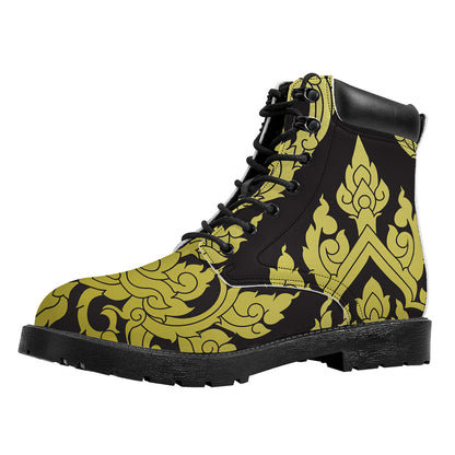 Thai Ornament Pattern Print Work Boots