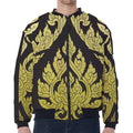 Thai Ornament Pattern Print Zip Sleeve Bomber Jacket