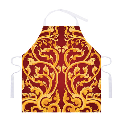 Thai Winding Vines Pattern Print Adjustable Apron