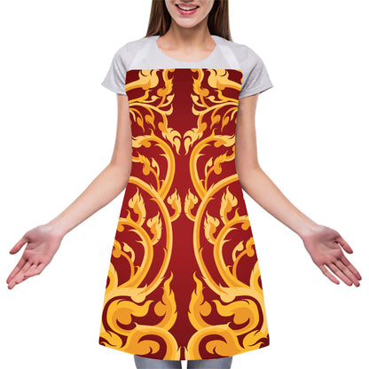Thai Winding Vines Pattern Print Adjustable Apron