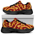 Thai Winding Vines Pattern Print Black Chunky Shoes
