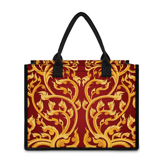 Thai Winding Vines Pattern Print Canvas Tote Bag