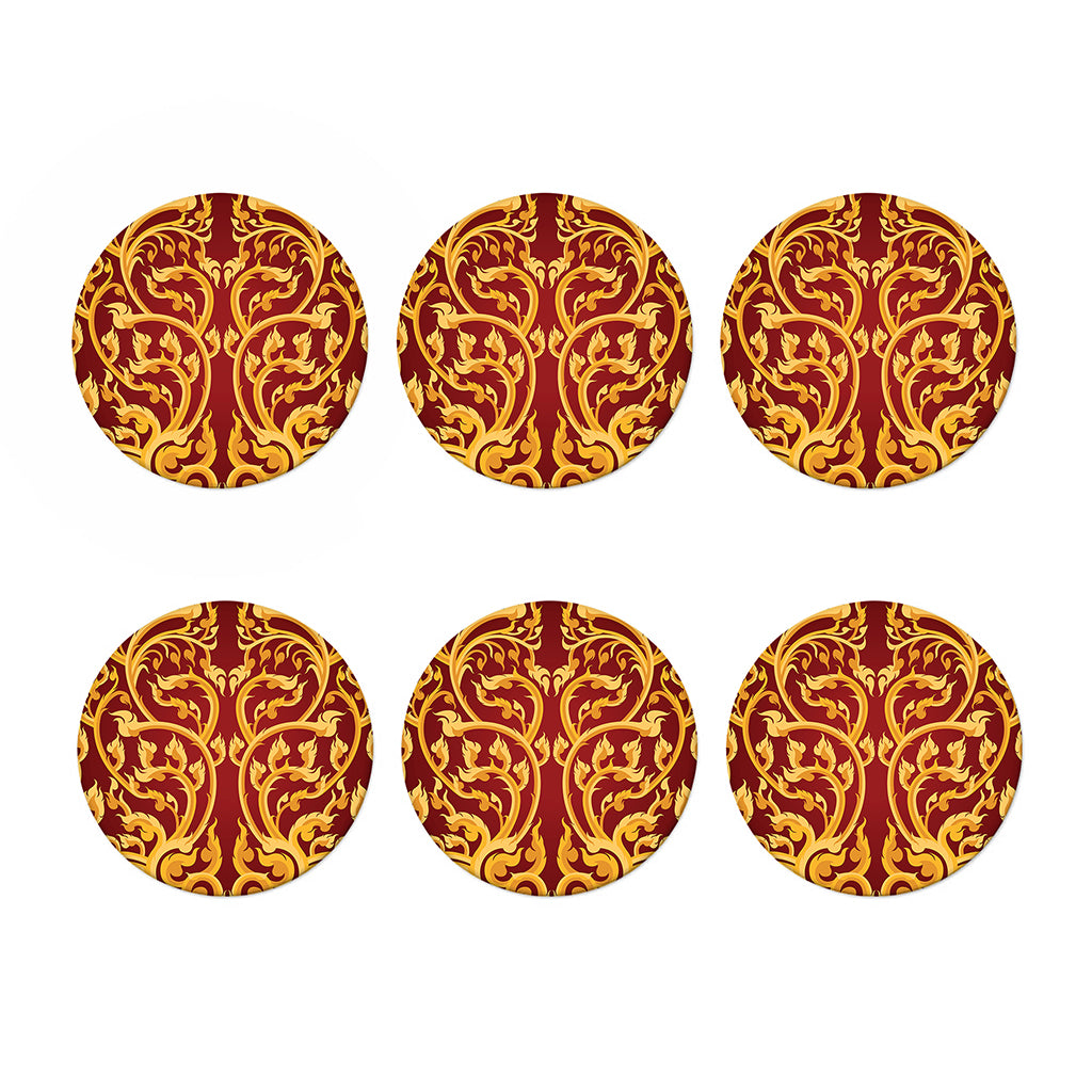 Thai Winding Vines Pattern Print Coaster Set