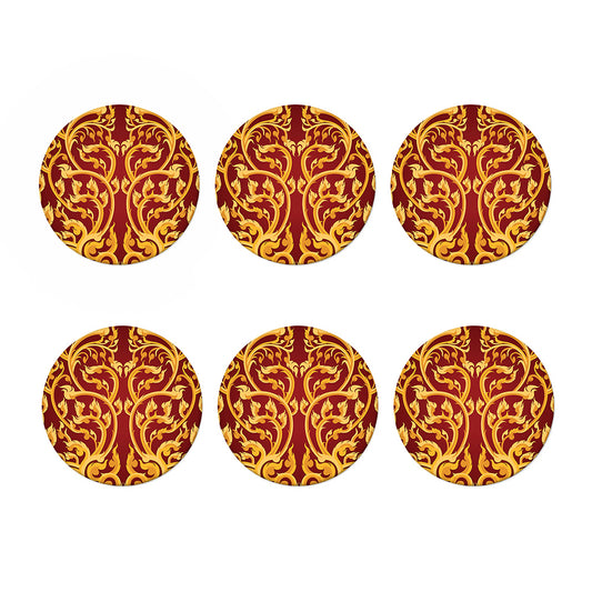 Thai Winding Vines Pattern Print Coaster Set